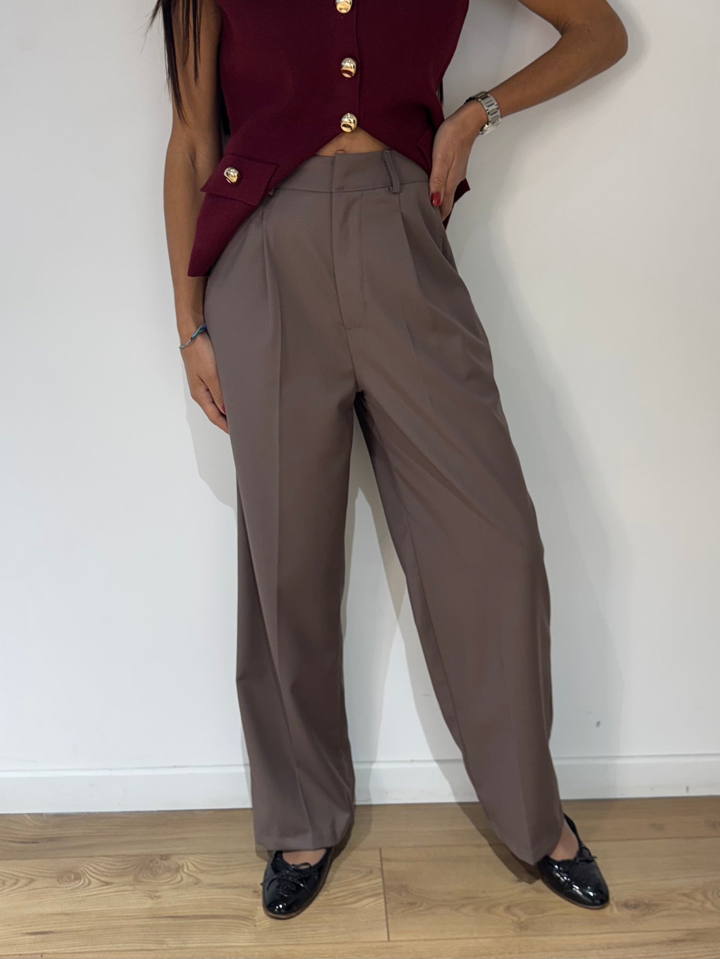 Pantalon Droit Taupe