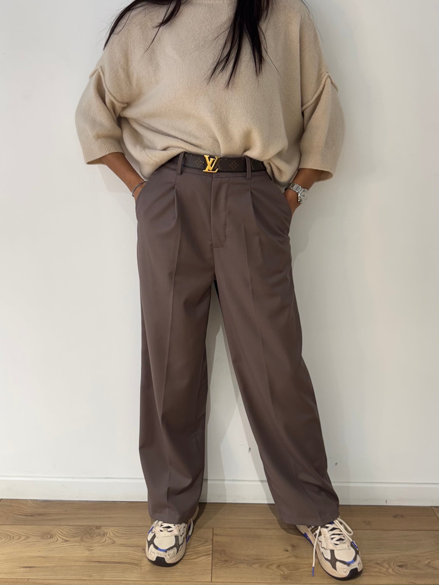 Pantalon Droit Taupe