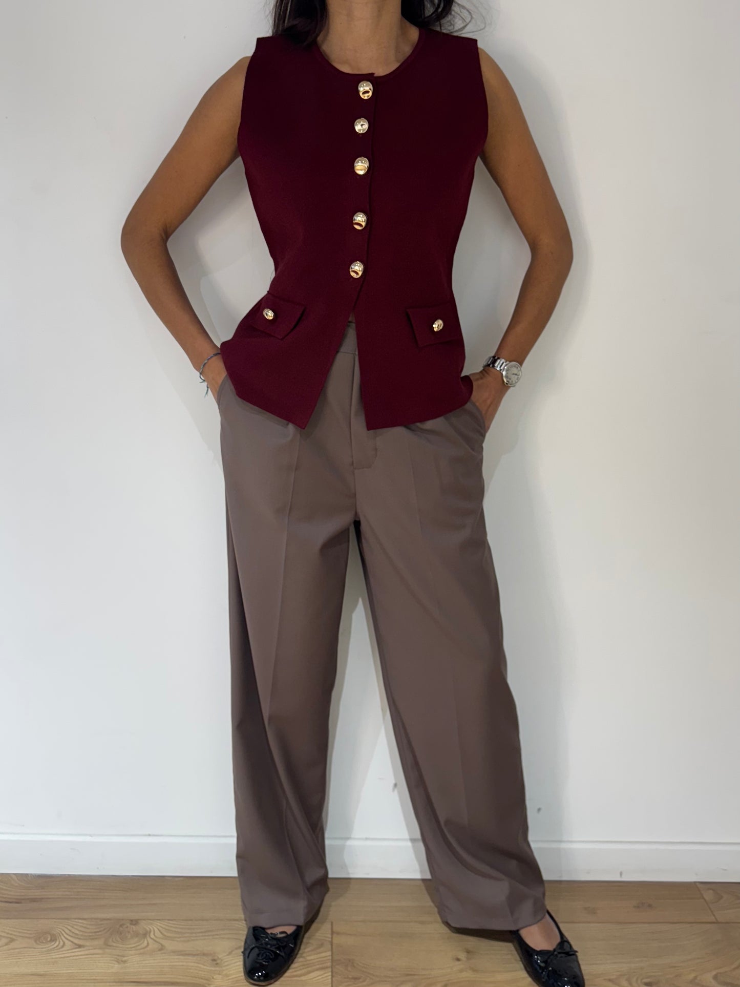 Pantalon Droit Taupe